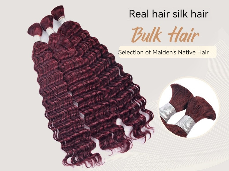 Seamless curly human hair bulk hair extensions for natural-looking volume and length